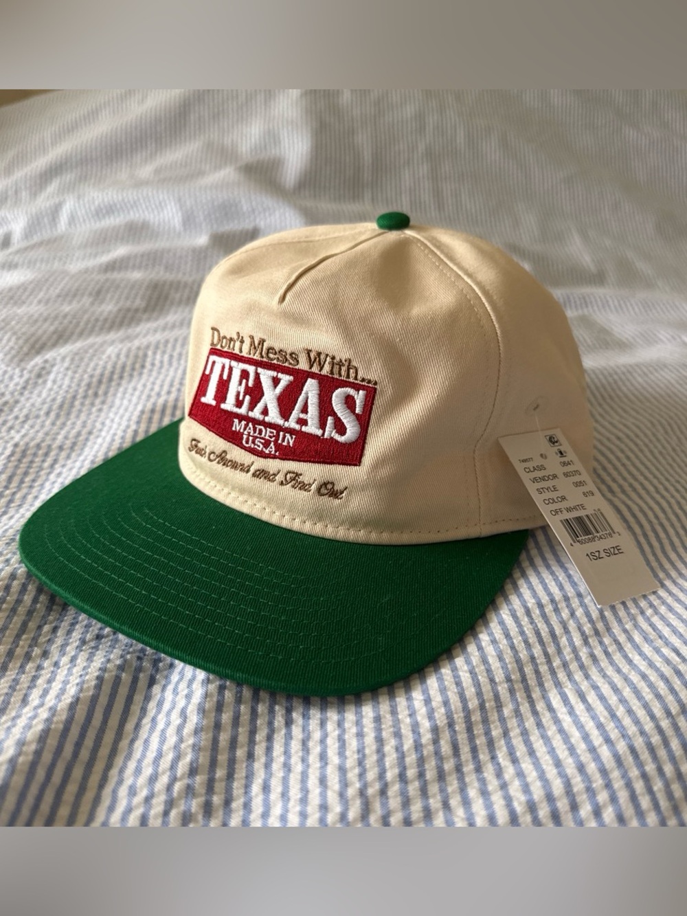 PacSun "Don't Mess With Texas" Cream and Green Snapback Hat